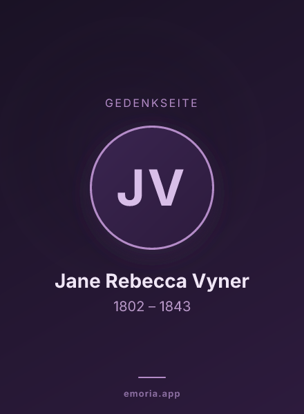 Gedenkportrait von Jane Rebecca Vyner