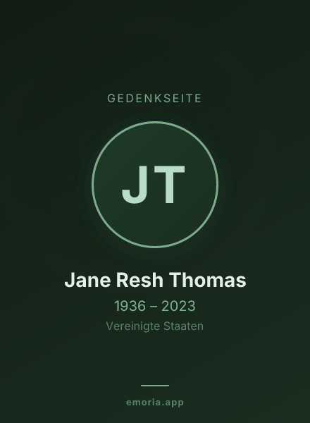 Gedenkportrait von Jane Resh Thomas