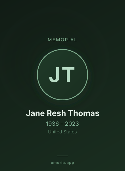 Memorial portrait of Jane Resh Thomas