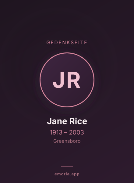 Gedenkportrait von Jane Rice