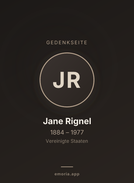 Gedenkportrait von Jane Rignel