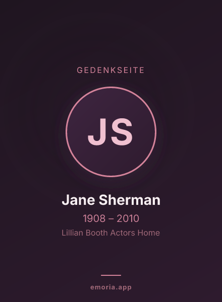 Gedenkportrait von Jane Sherman