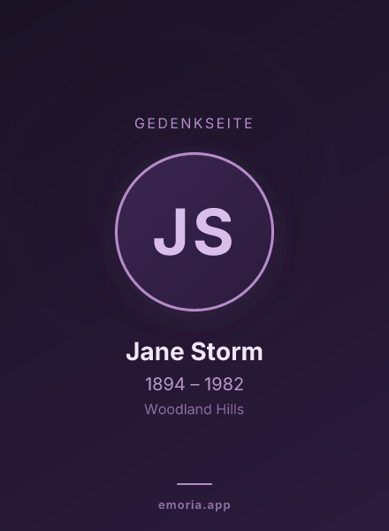 Gedenkportrait von Jane Storm