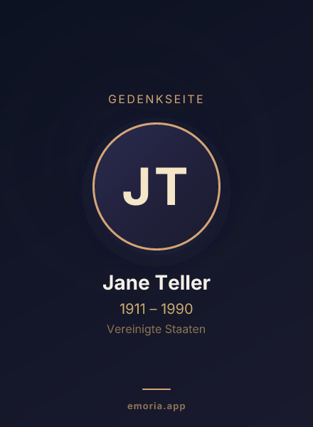 Gedenkportrait von Jane Teller