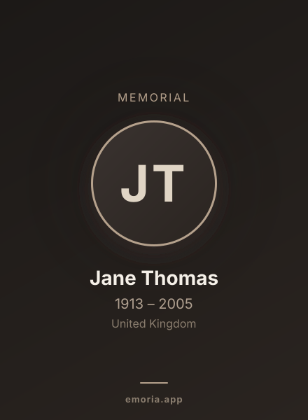 Memorial portrait of Jane Thomas
