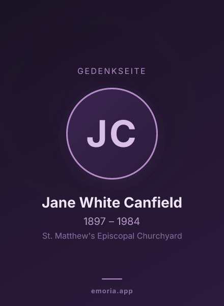 Gedenkportrait von Jane White Canfield