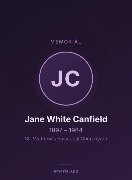 Memorial portrait of Jane White Canfield
