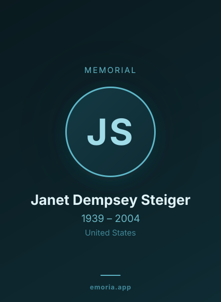 Memorial portrait of Janet Dempsey Steiger