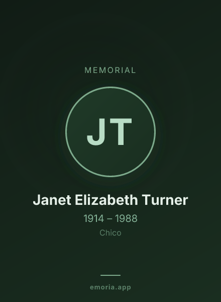 Memorial portrait of Janet Elizabeth Turner
