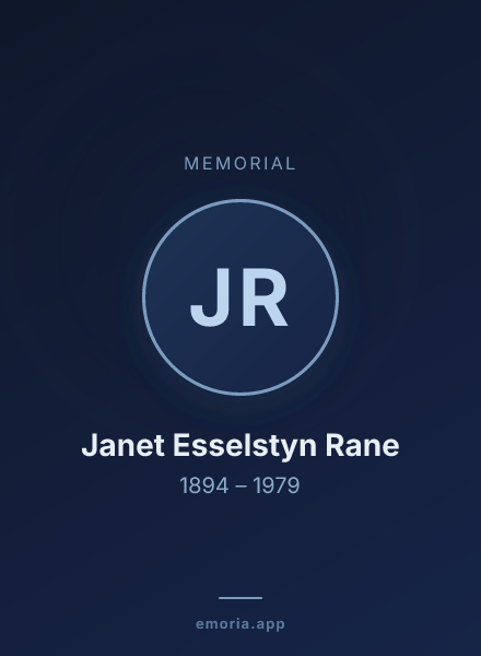 Memorial portrait of Janet Esselstyn Rane