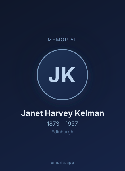 Memorial portrait of Janet Harvey Kelman