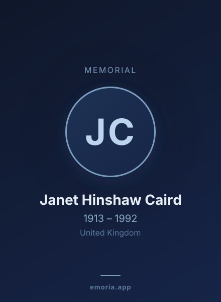 Memorial portrait of Janet Hinshaw Caird