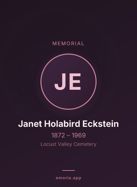 Memorial portrait of Janet Holabird Eckstein