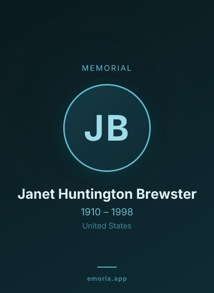 Memorial portrait of Janet Huntington Brewster