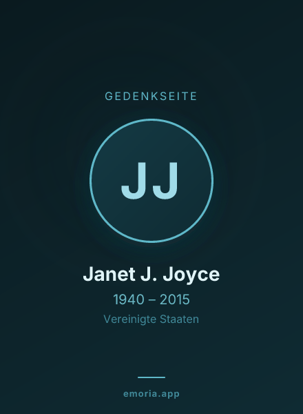 Gedenkportrait von Janet J. Joyce