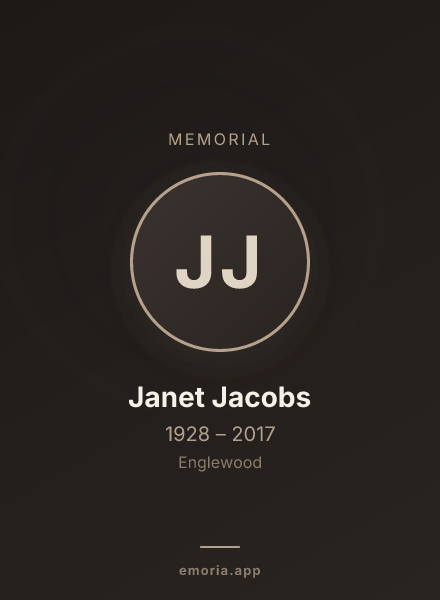 Memorial portrait of Janet Jacobs
