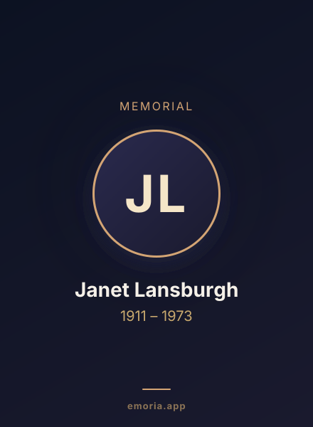 Memorial portrait of Janet Lansburgh