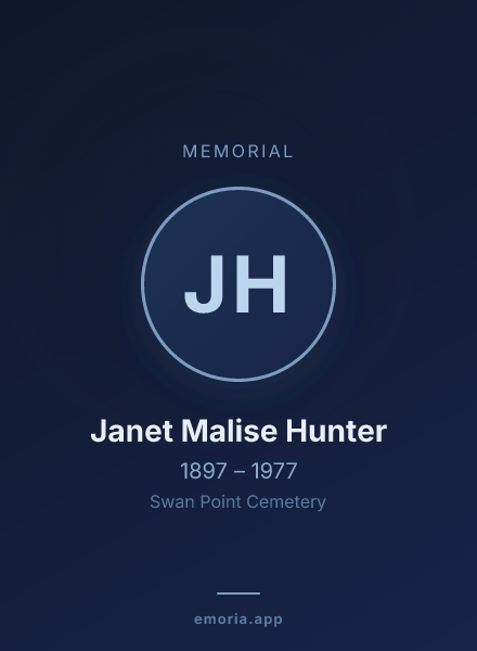 Memorial portrait of Janet Malise Hunter