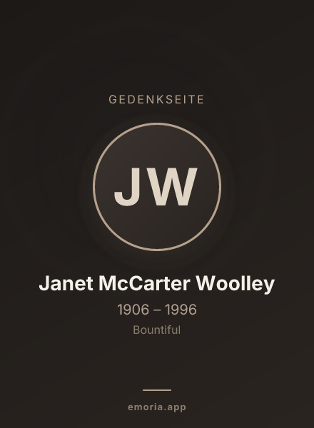 Gedenkportrait von Janet McCarter Woolley