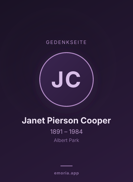 Gedenkportrait von Janet Pierson Cooper