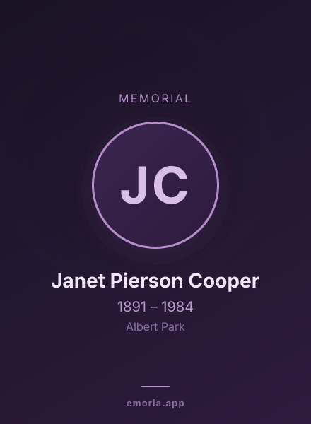 Memorial portrait of Janet Pierson Cooper