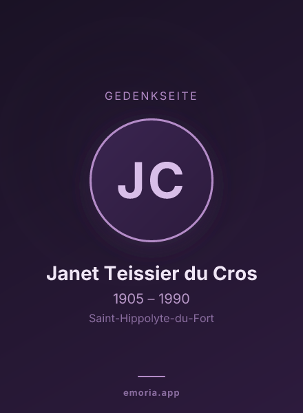 Gedenkportrait von Janet Teissier du Cros