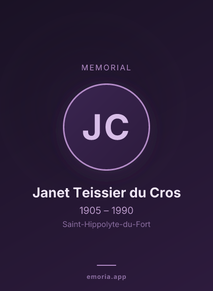 Memorial portrait of Janet Teissier du Cros
