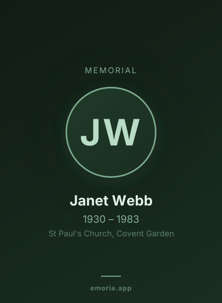 Memorial portrait of Janet Webb