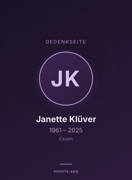 Gedenkportrait von Janette Klüver
