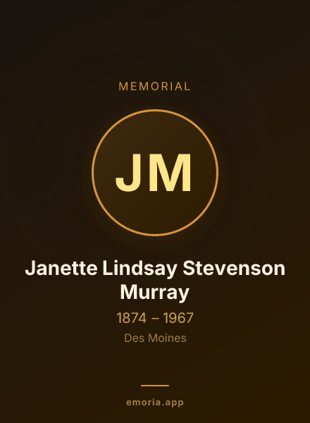 Memorial portrait of Janette Lindsay Stevenson Murray