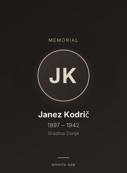 Memorial portrait of Janez Kodrič