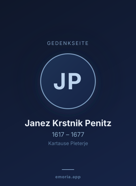 Gedenkportrait von Janez Krstnik Penitz