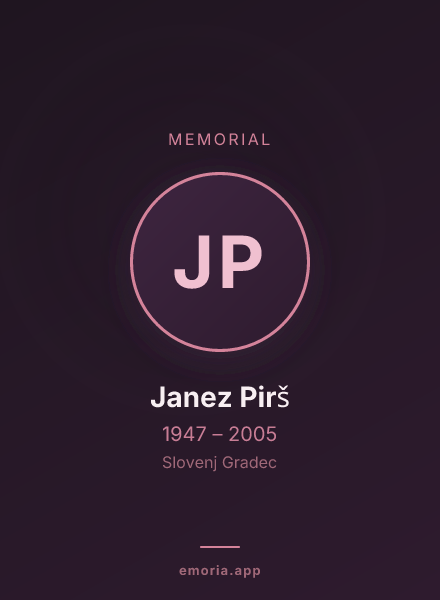 Memorial portrait of Janez Pirš