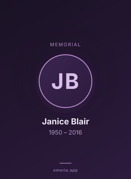 Memorial portrait of Janice Blair