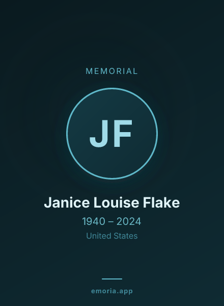 Memorial portrait of Janice Louise Flake
