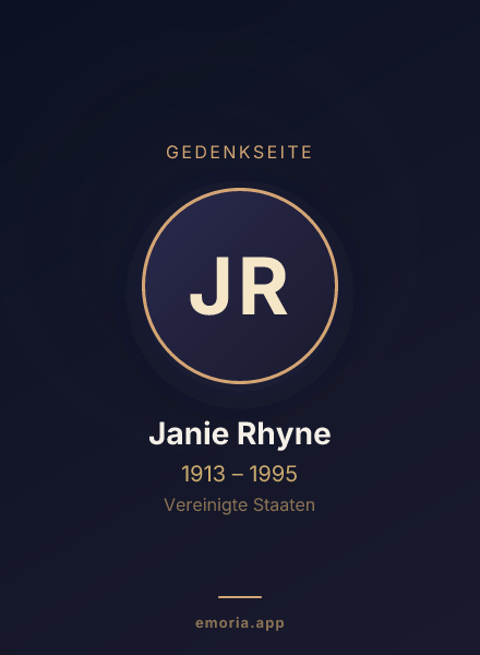 Gedenkportrait von Janie Rhyne