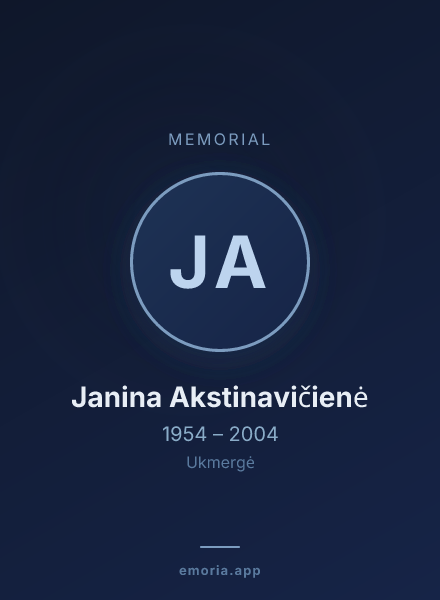 Memorial portrait of Janina Akstinavičienė