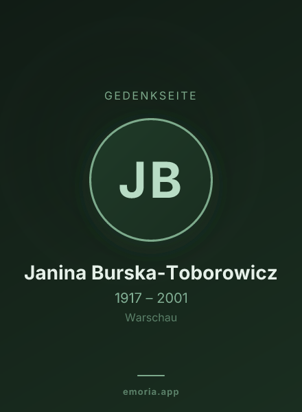 Gedenkportrait von Janina Burska-Toborowicz