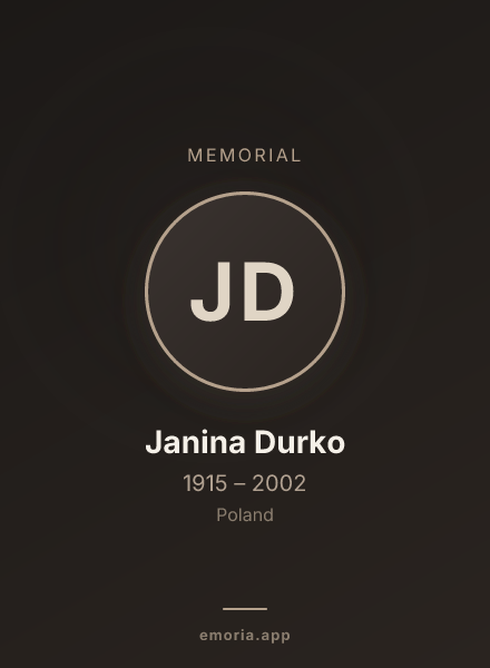 Memorial portrait of Janina Durko