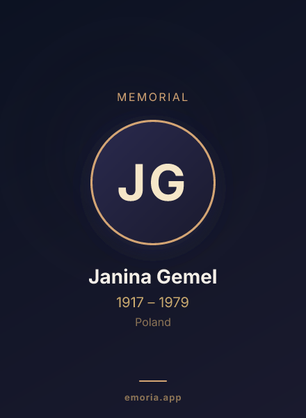 Memorial portrait of Janina Gemel