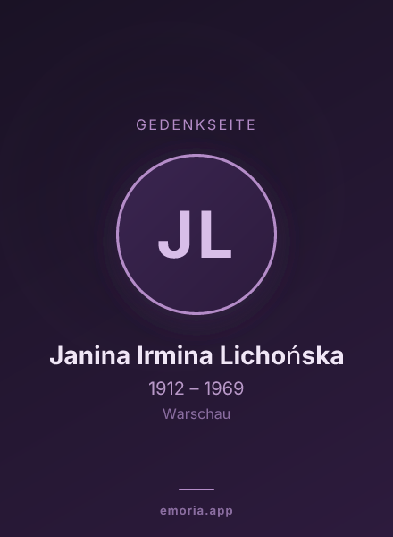 Gedenkportrait von Janina Irmina Lichońska