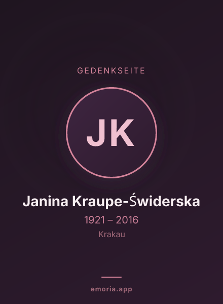 Gedenkportrait von Janina Kraupe-Świderska