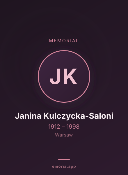 Memorial portrait of Janina Kulczycka-Saloni