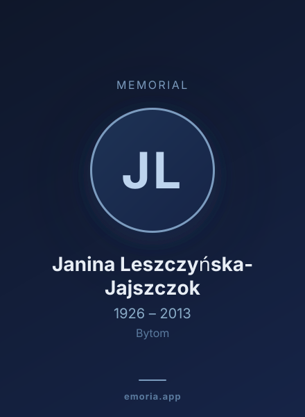Memorial portrait of Janina Leszczyńska-Jajszczok