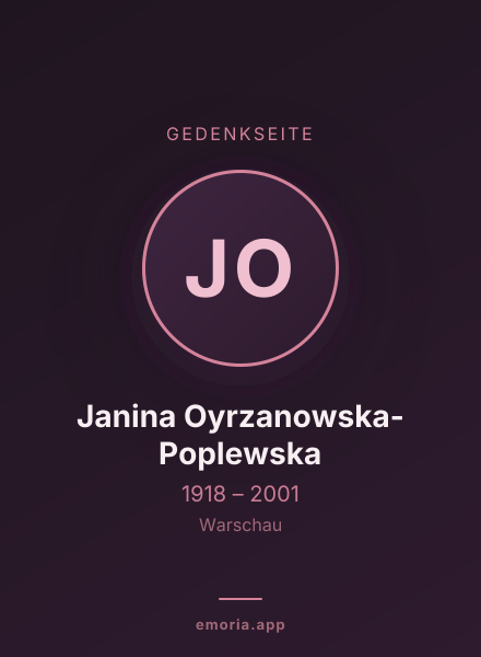 Gedenkportrait von Janina Oyrzanowska-Poplewska