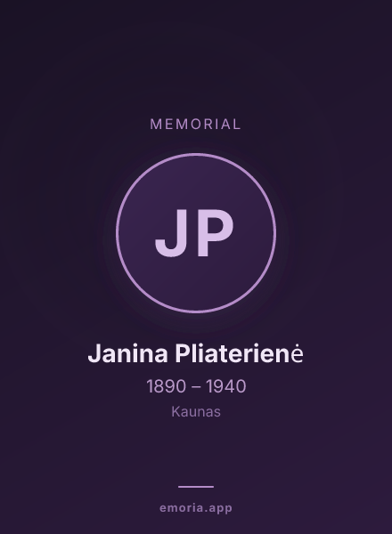 Memorial portrait of Janina Pliaterienė