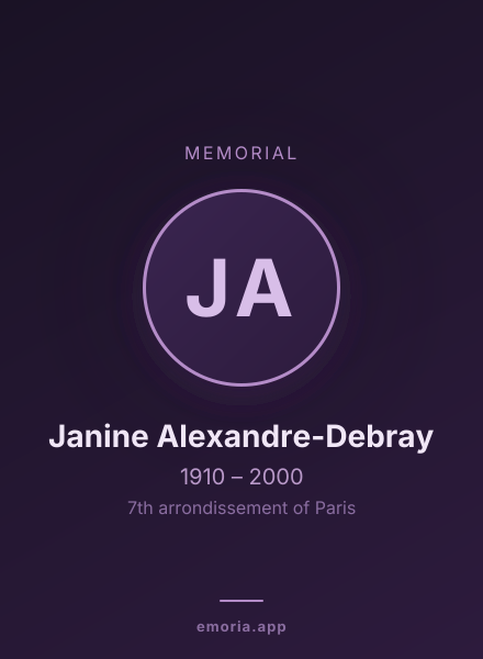 Memorial portrait of Janine Alexandre-Debray