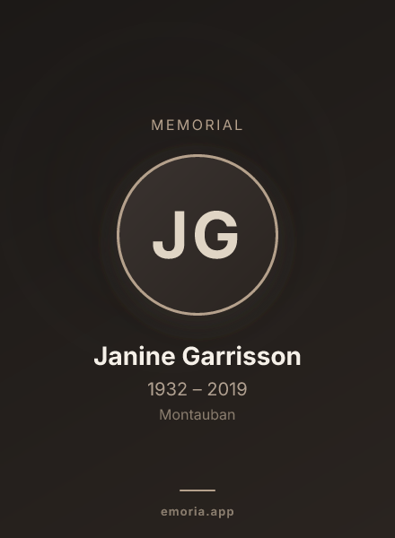 Memorial portrait of Janine Garrisson