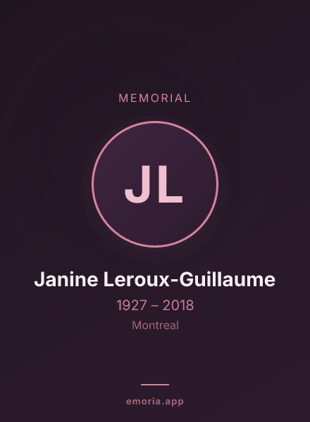 Memorial portrait of Janine Leroux-Guillaume