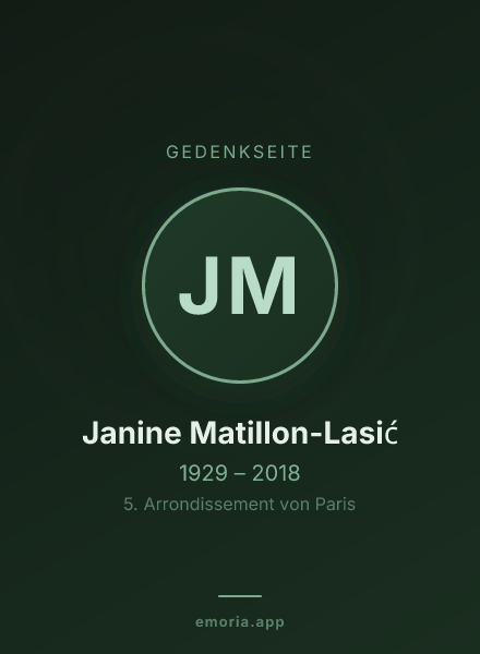 Gedenkportrait von Janine Matillon-Lasić